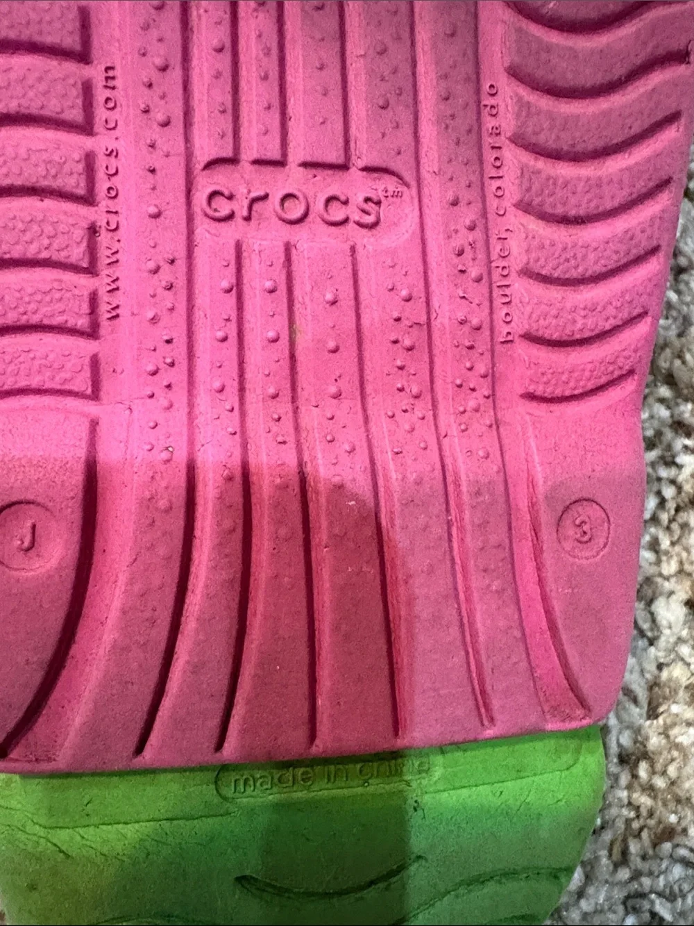 CROCS Kids Mickey Pink Slide Sandals with Green Footbed